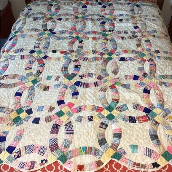 Bedding Vintage Wedding Ring Quilt Handmade Poshmark